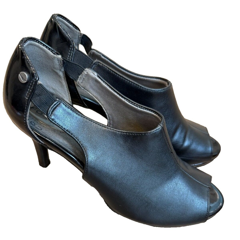 Women's‎ Life Stride Velocity Attract Black Memory Foam Peep Toe Heels Size 6.5